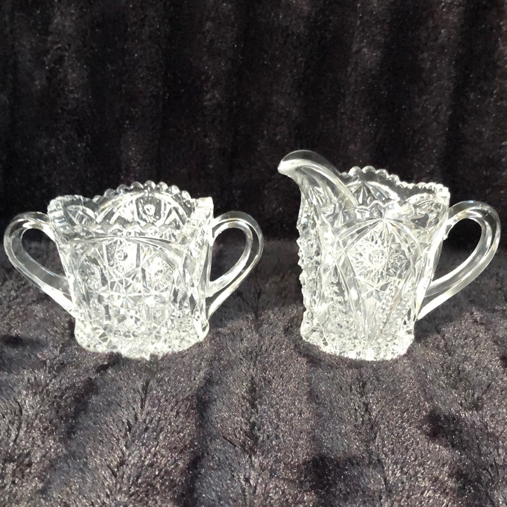 Sweet vintage cut glass sugar and creamer